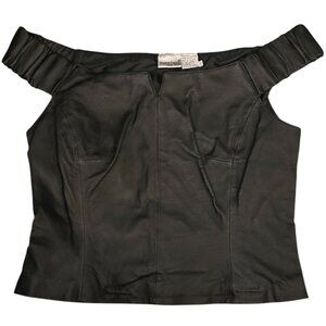 Newport News Easy Style Vintage Ladies Leather Off The Shoulder Top Size 12